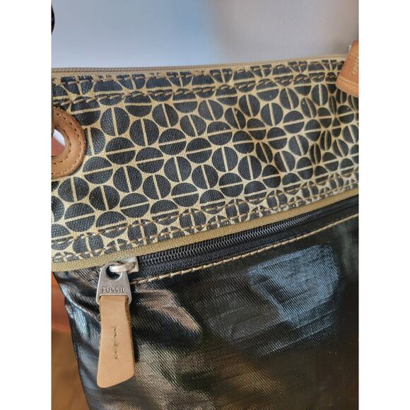 Fossil Key●Per Crossbody Purse Dot Canvas Faux Leather Y2K 2000 Adjustable Strap - Picture 13 of 16